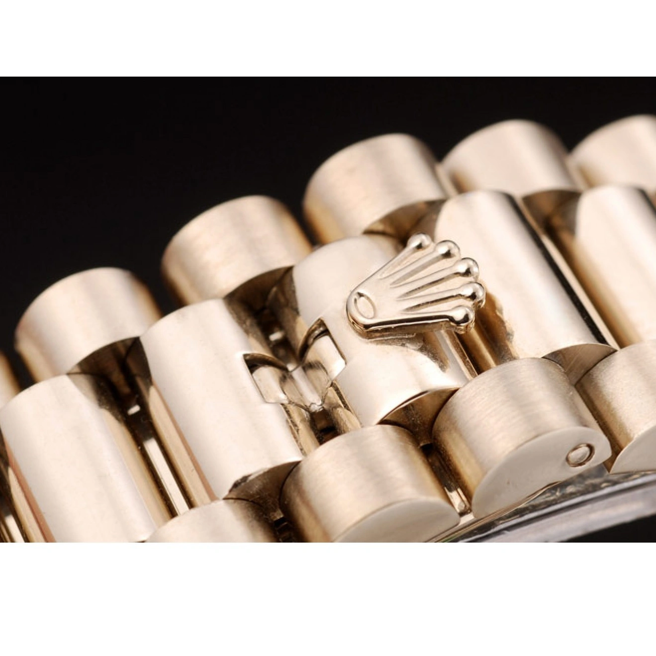 Aaa replica watch Swiss Gold Gold Ribbed DayDate Dial 41997 Rolex Stainless Steel Bezel 1028